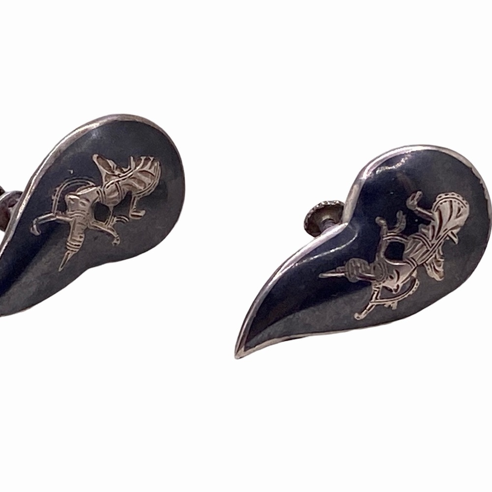Vintage Siam Sterling Silver Dancing Goddess Screw Back Earrings